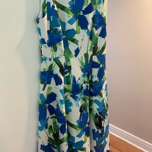 DKNY Blue and Green Floral Maxi Dress